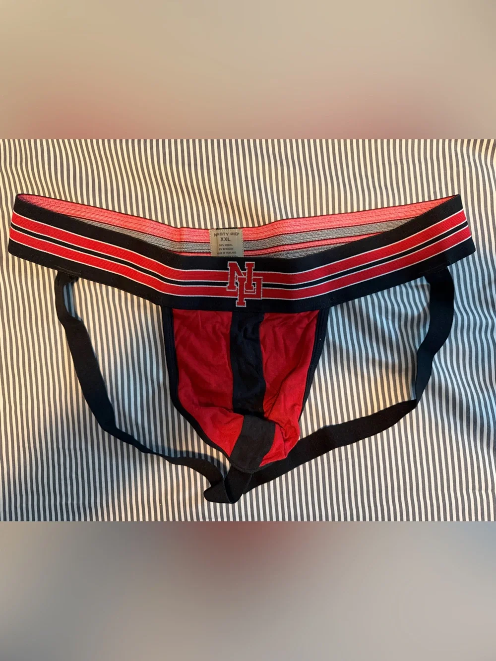 Nasty Pig Red and Blue 2 pack jocks with Black Center Panel. New  XXL